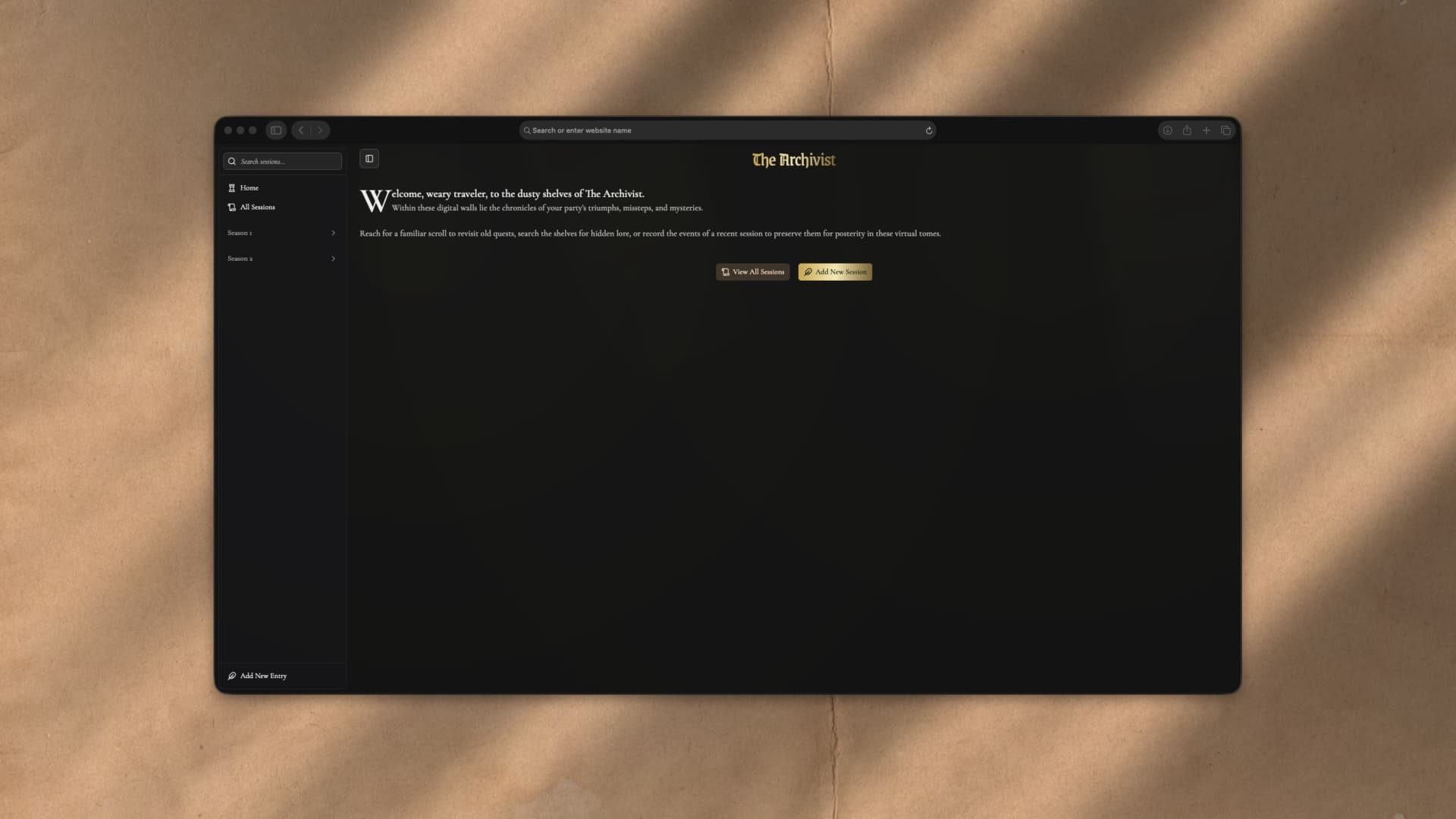 All sessions page on mobile