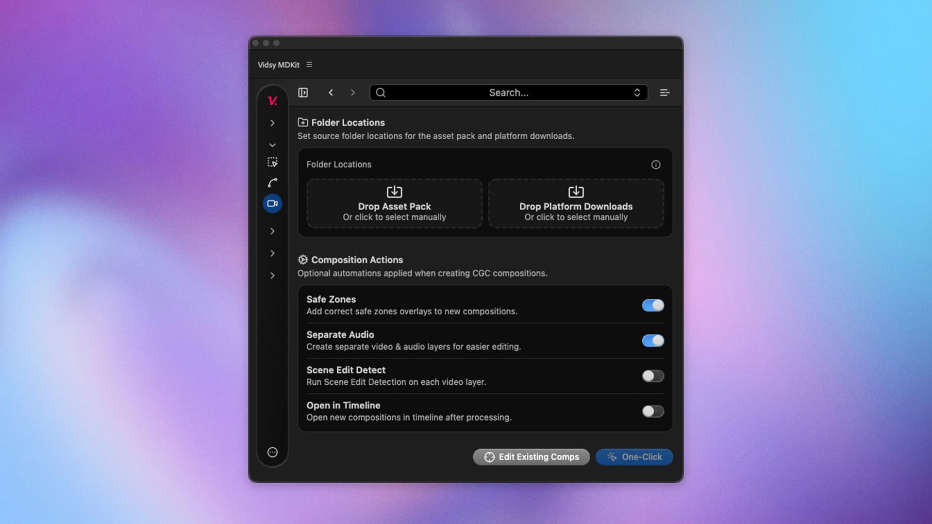 Internal Edits tab: Sidebar closed, help-text visible.